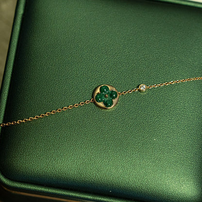 [Riva Jewelry ]SUN MALACHITE 1 DIAMOND PINK GOLD BRACELET
