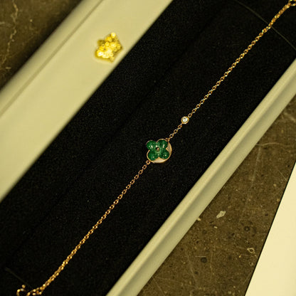[Riva Jewelry ]SUN MALACHITE 1 DIAMOND PINK GOLD BRACELET