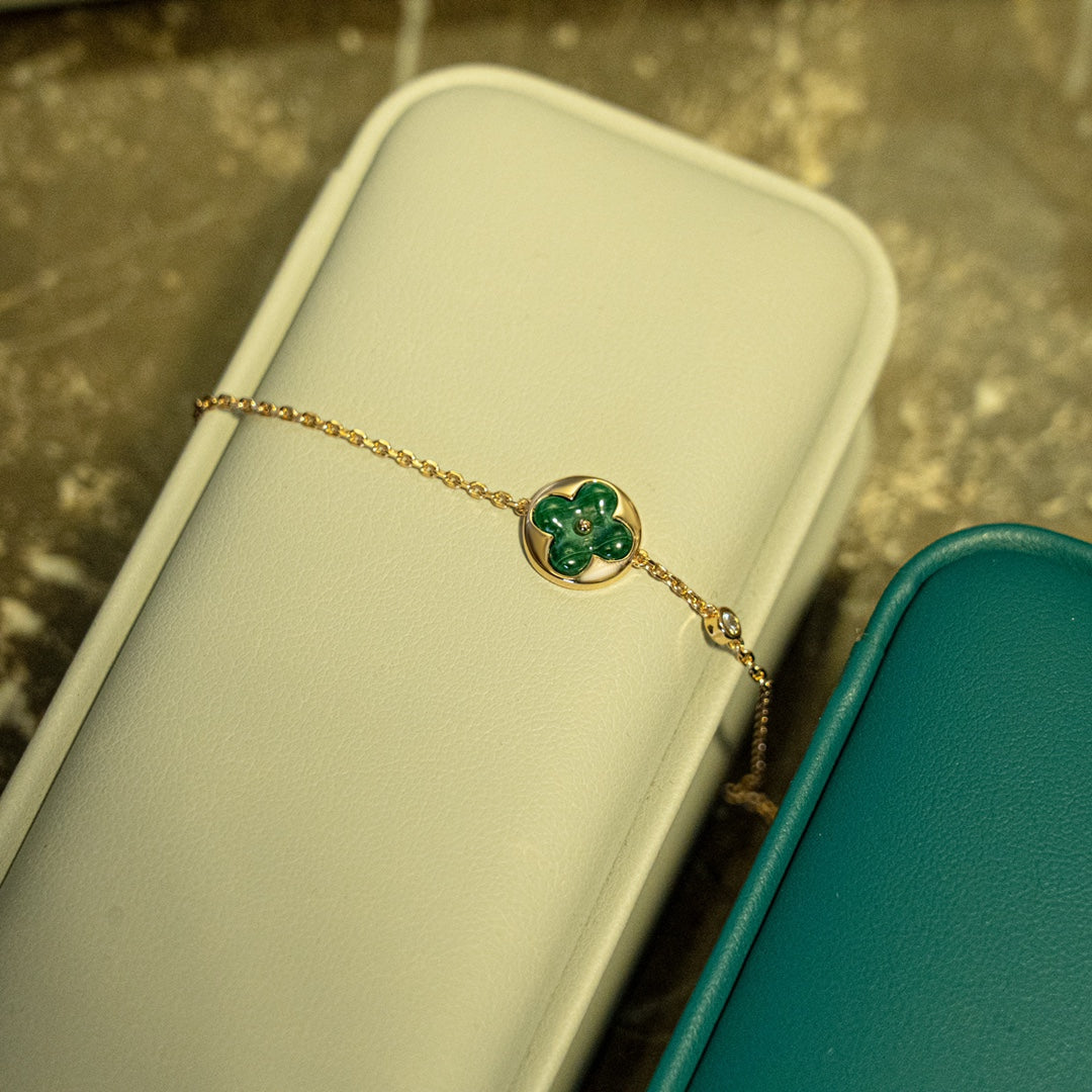 [Riva Jewelry ]SUN MALACHITE 1 DIAMOND PINK GOLD BRACELET