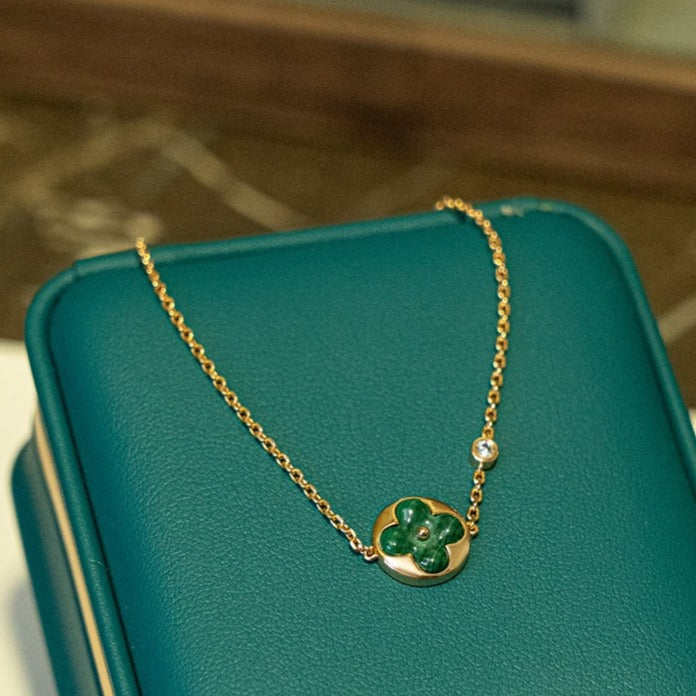 [Riva Jewelry ]SUN MALACHITE 1 DIAMOND PINK GOLD BRACELET