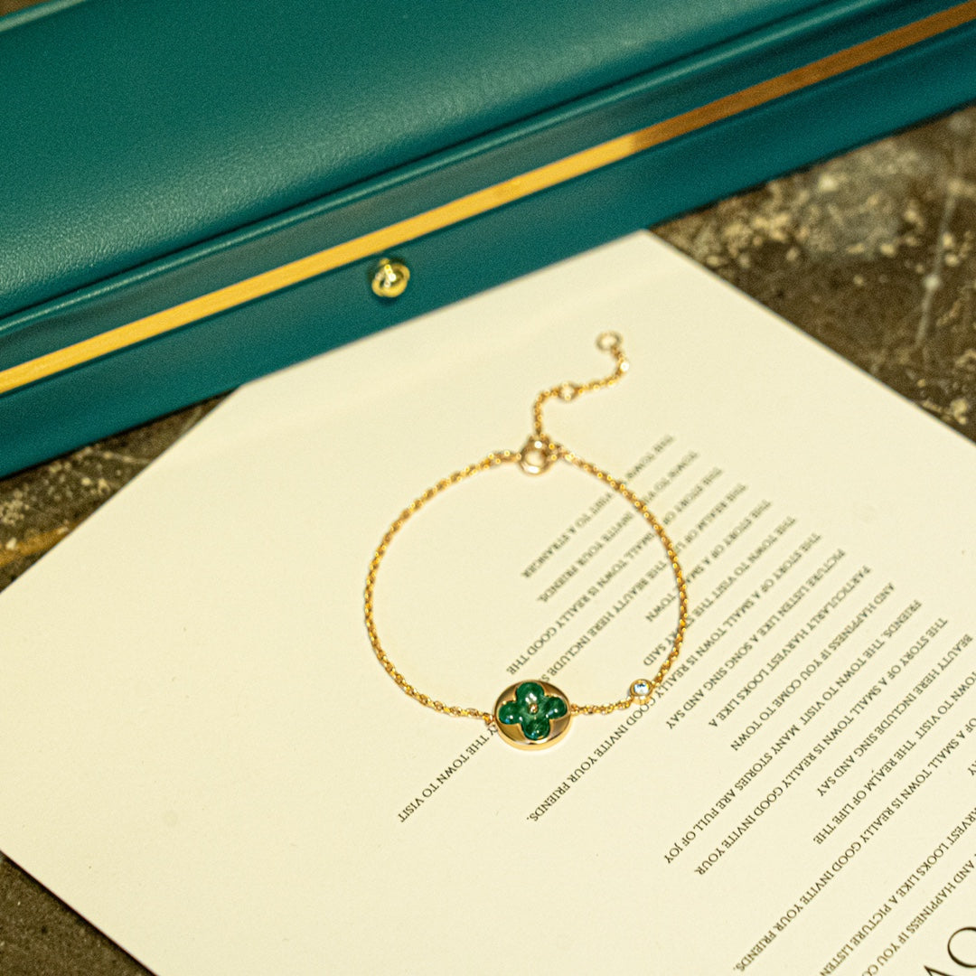[Riva Jewelry ]SUN MALACHITE 1 DIAMOND PINK GOLD BRACELET