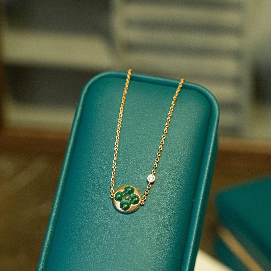 [Riva Jewelry ]SUN MALACHITE 1 DIAMOND PINK GOLD BRACELET
