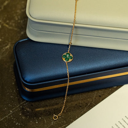[Riva Jewelry ]SUN MALACHITE 1 DIAMOND PINK GOLD BRACELET
