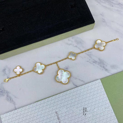 [Riva Jewelry ]MAGIC CLOVER MOP GOLD BRACELET 5 MOTIFS