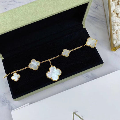 [Riva Jewelry ]MAGIC CLOVER MOP GOLD BRACELET 5 MOTIFS