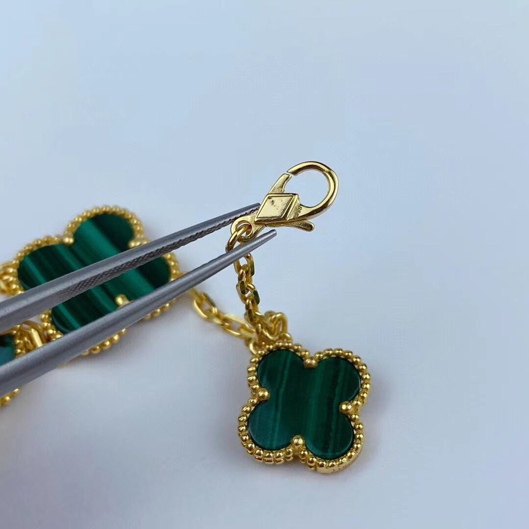 [Riva Jewelry ]MAGIC CLOVER MALACHITE GOLD BRACELET 5 MOTIFS