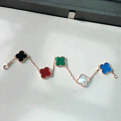 [Riva Jewelry ]CLOVER 5 MOTIFS MULTICOLOR BRACELET
