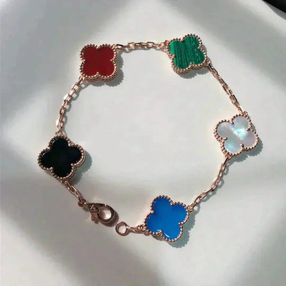 [Riva Jewelry ]CLOVER 5 MOTIFS MULTICOLOR BRACELET