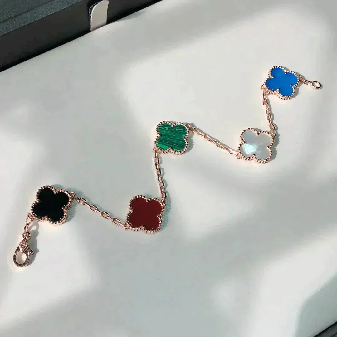 [Riva Jewelry ]CLOVER 5 MOTIFS MULTICOLOR BRACELET