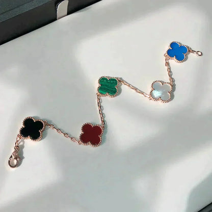 [Riva Jewelry ]CLOVER 5 MOTIFS MULTICOLOR BRACELET