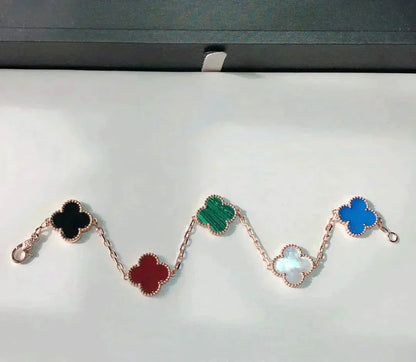 [Riva Jewelry ]CLOVER 5 MOTIFS MULTICOLOR BRACELET