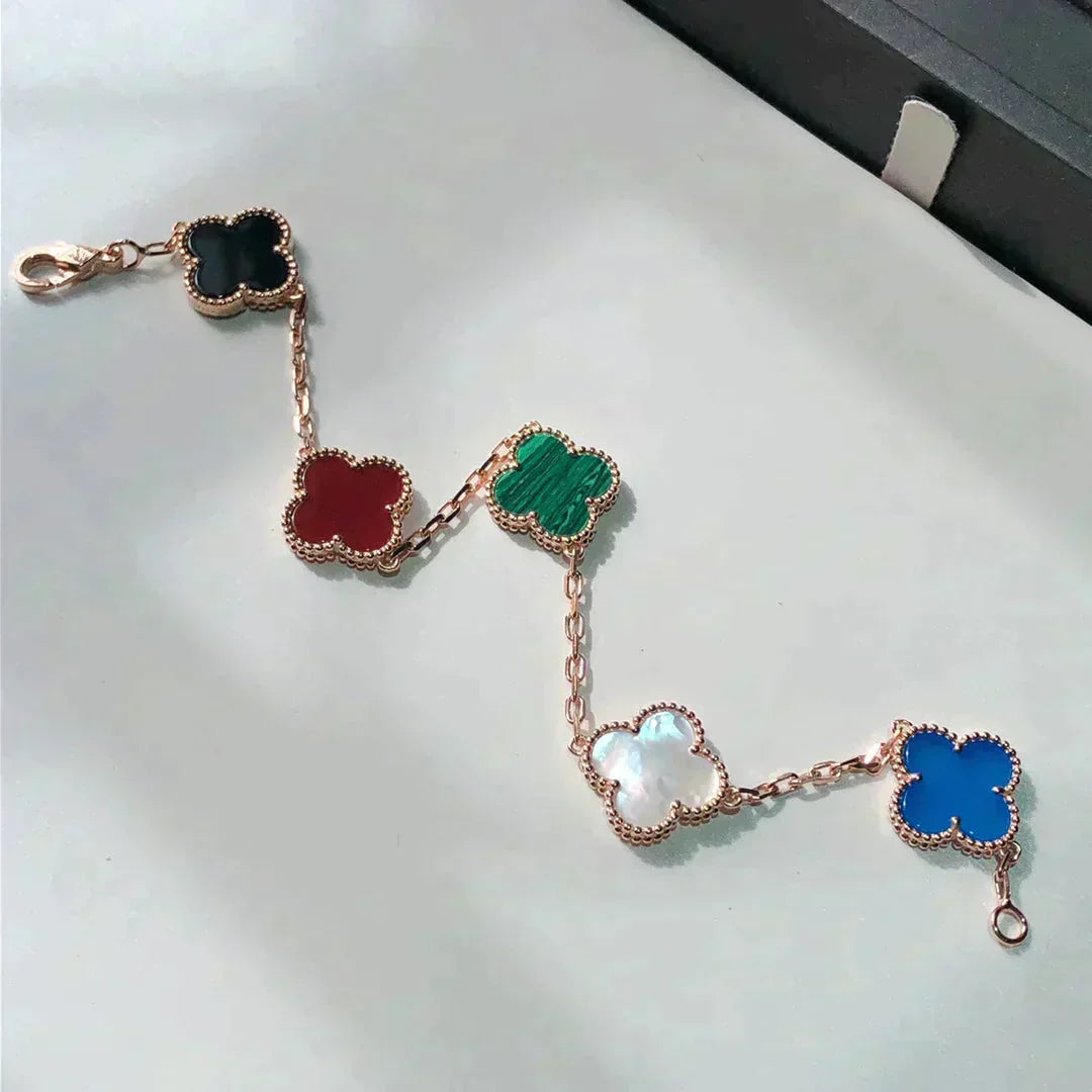 [Riva Jewelry ]CLOVER 5 MOTIFS MULTICOLOR BRACELET
