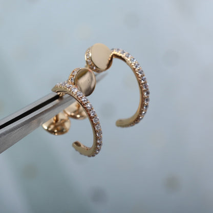 [Riva Jewelry ]JUSTE EARRINGS 12.75MM PINK GOLD DIAMOND