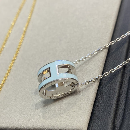 [Riva Jewelry ]POP H LIGHT BLUE NECKLACE