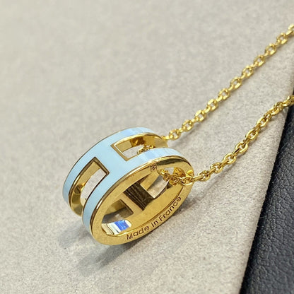 [Riva Jewelry]POP H LIGHT BLUE NECKLACE