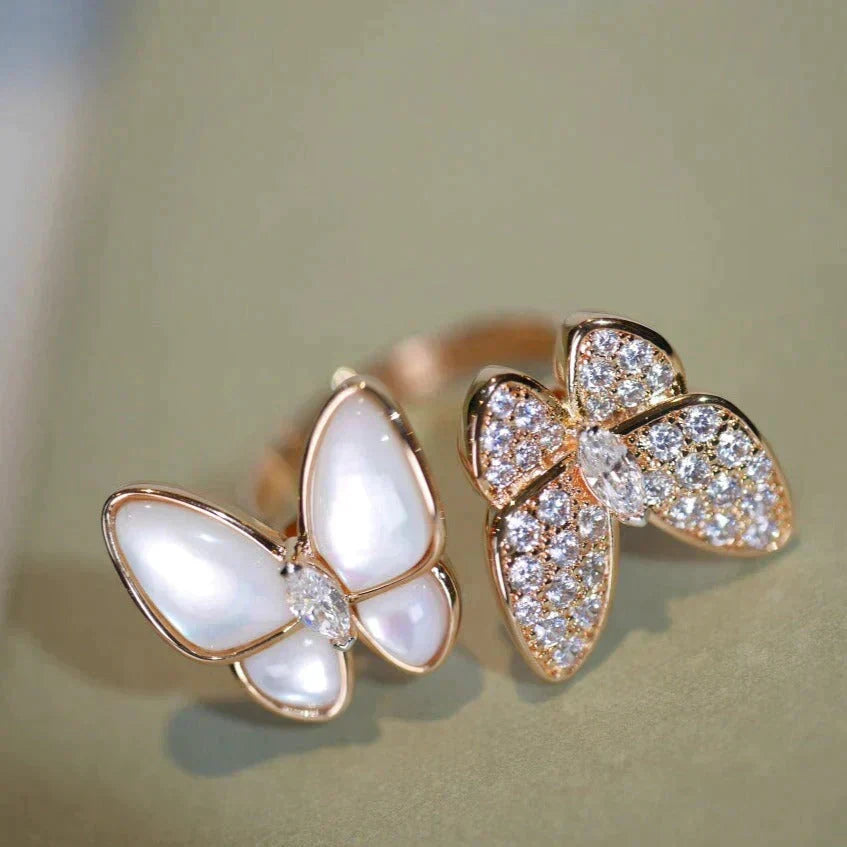 [Riva Jewelry ]TWIN BUTTERFLY DIAMOND MOP RING