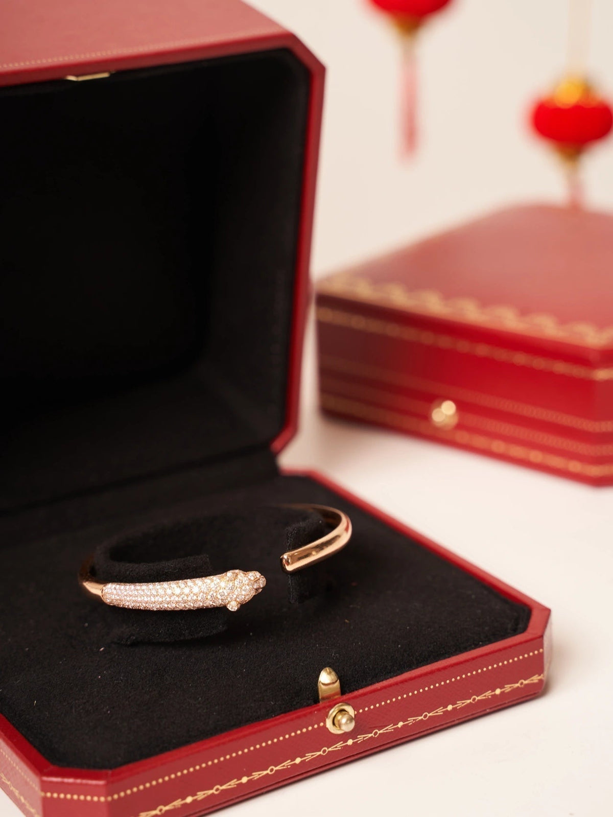 [Riva Jewelry ]PANTHERE ROSE GOLD DIAMOND OPEN BRACELET