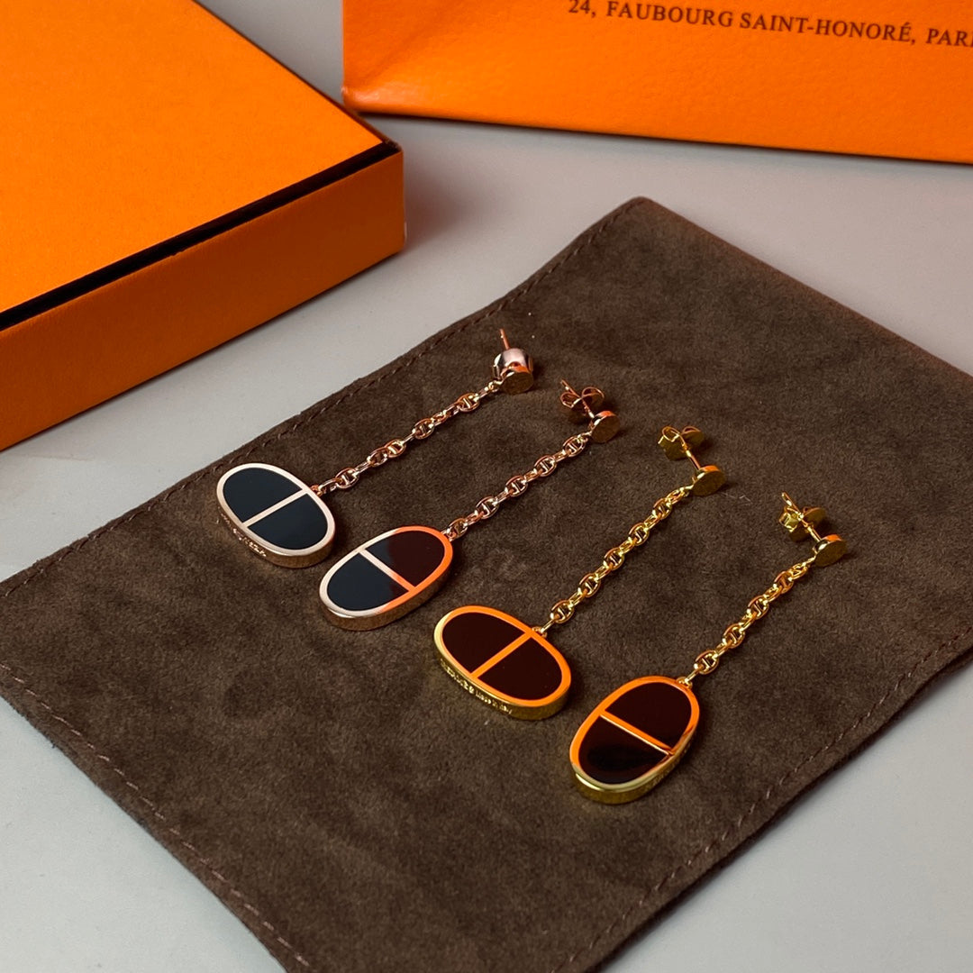 [Riva Jewelry ]CHAINE VERSO BLACK CERAMIC EARRINGS