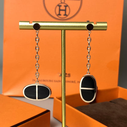 [Riva Jewelry ]CHAINE VERSO BLACK CERAMIC EARRINGS