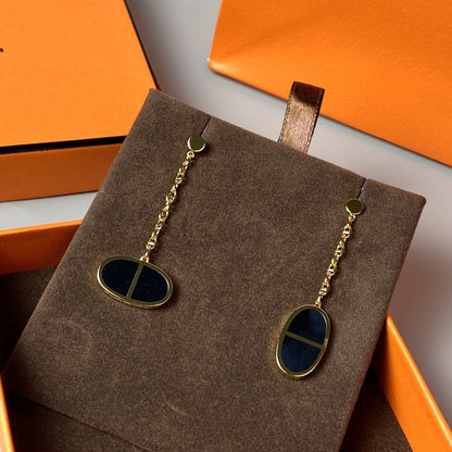 [Riva Jewelry ]CHAINE VERSO BLACK CERAMIC EARRINGS