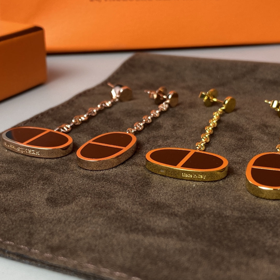 [Riva Jewelry ]CHAINE VERSO BLACK CERAMIC EARRINGS