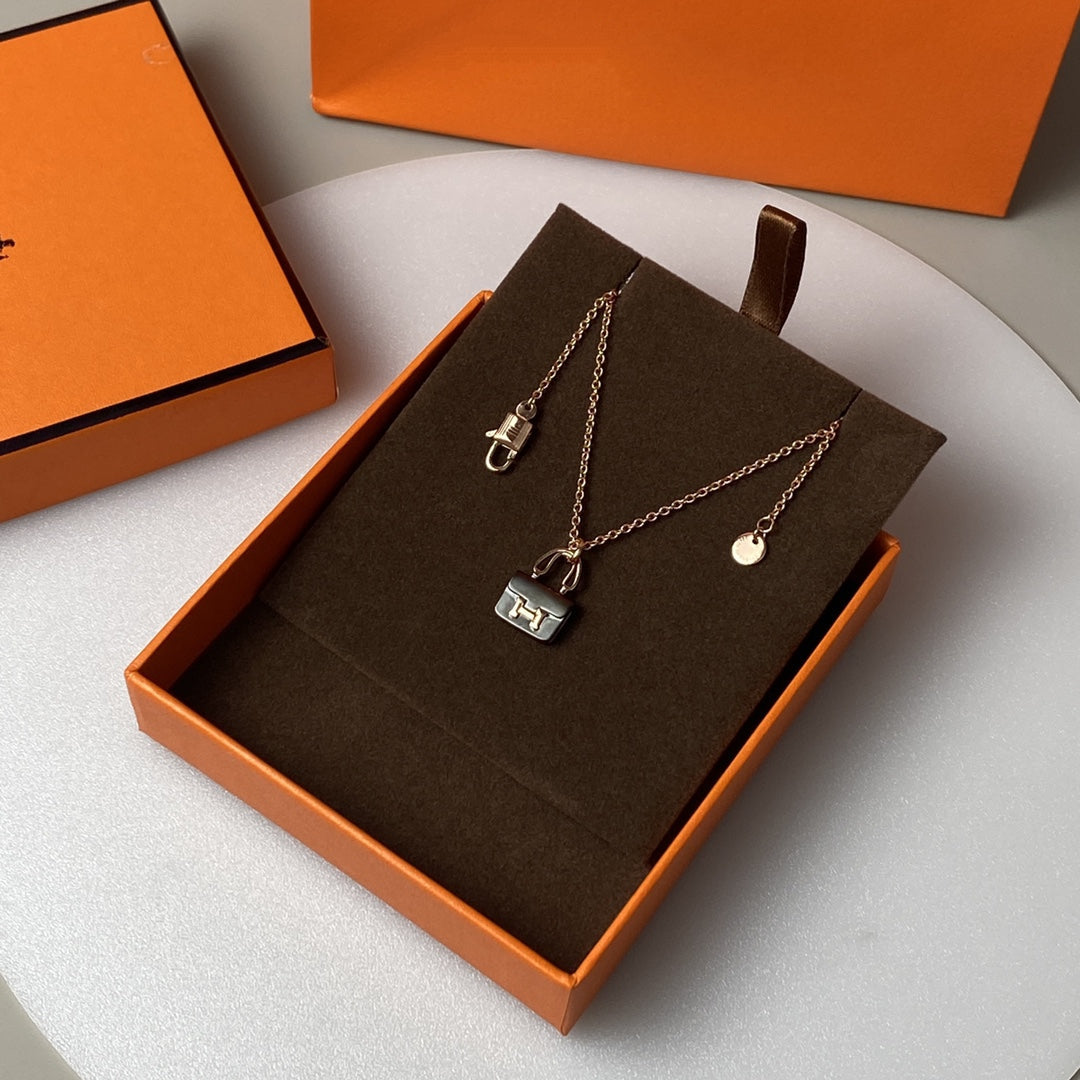 [Riva Jewelry]CONSTANCE BLACK ANHÄNGER ROSÉGOLD KETTE