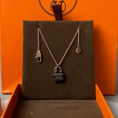 [Riva Jewelry]CONSTANCE BLACK ANHÄNGER ROSÉGOLD KETTE