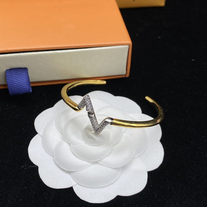 [Riva Jewelry]VOLTE UPSITE DOWN DIAMOND GOLD OPEN BRACELET