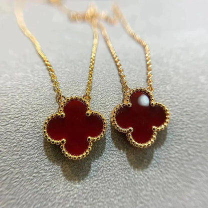 [Riva Jewelry ]CLOVER 15MM CARNELIAN SINGLE FLOWER NECKLACE