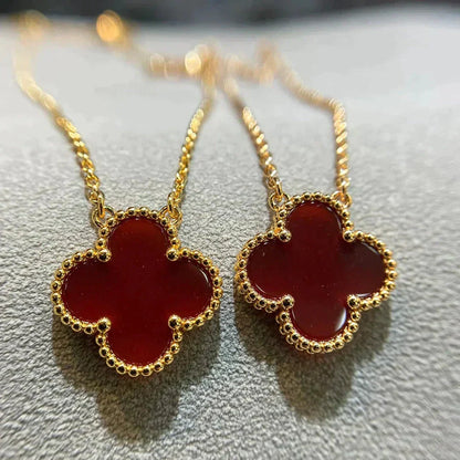 [Riva Jewelry ]CLOVER 15MM CARNELIAN SINGLE FLOWER NECKLACE