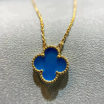 [Riva Jewelry ]CLOVER 15MM BLUE AGATE NECKLACE