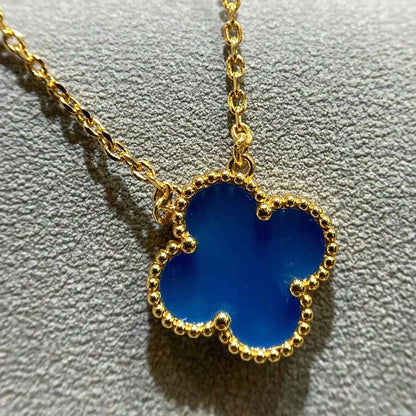 [Riva Jewelry ]CLOVER 15MM BLUE AGATE NECKLACE