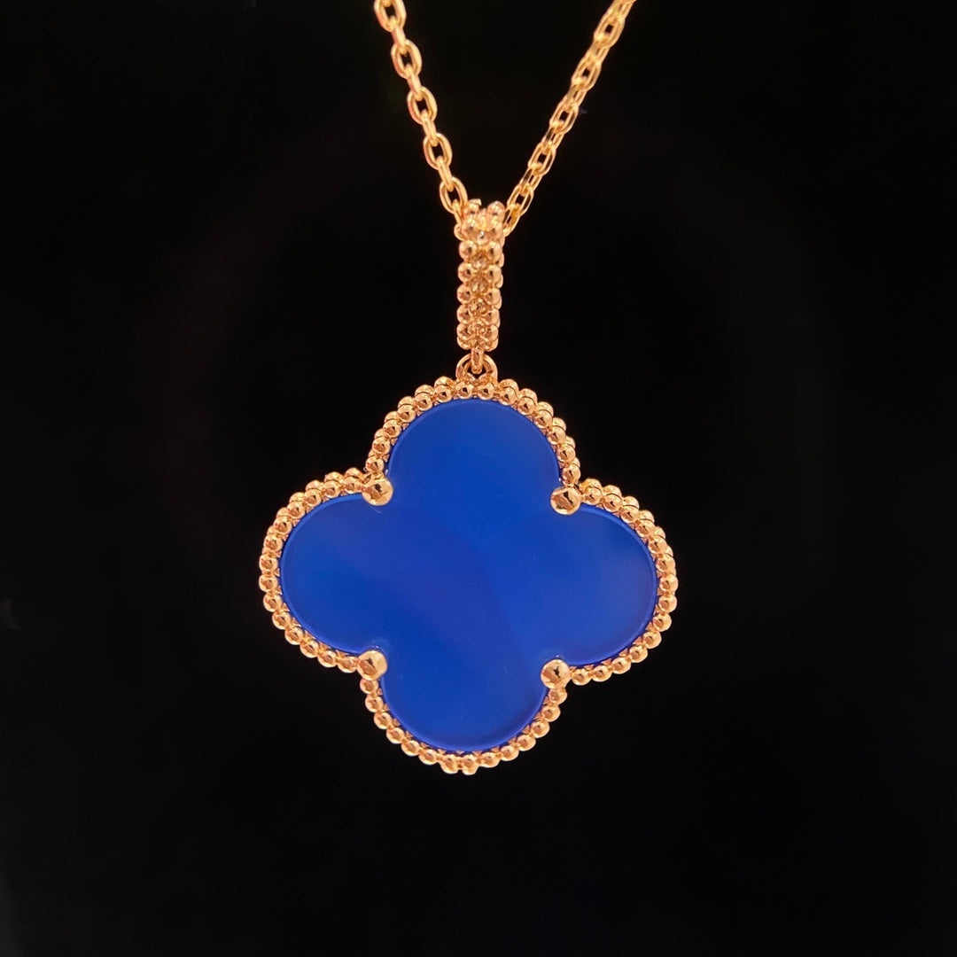 [Riva Jewelry ]CLOVER 25MM NECKLACE TURQUOISE ROSE GOLD