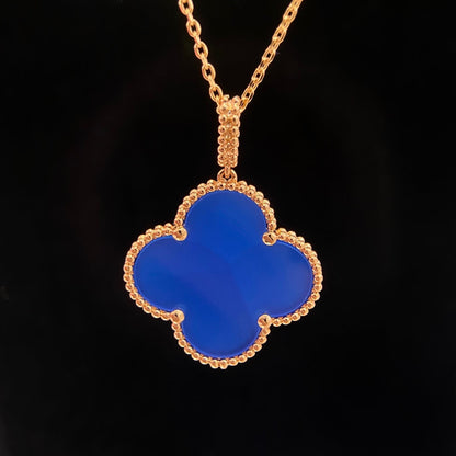 [Riva Jewelry ]CLOVER 25MM NECKLACE TURQUOISE ROSE GOLD