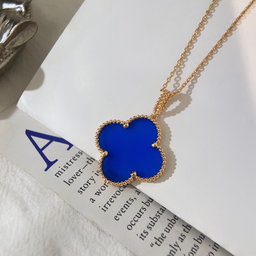 [Riva Jewelry ]CLOVER 25MM NECKLACE TURQUOISE ROSE GOLD