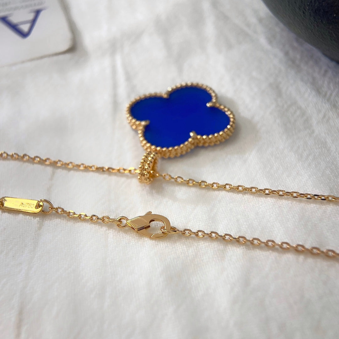 [Riva Jewelry ]CLOVER 25MM NECKLACE TURQUOISE ROSE GOLD