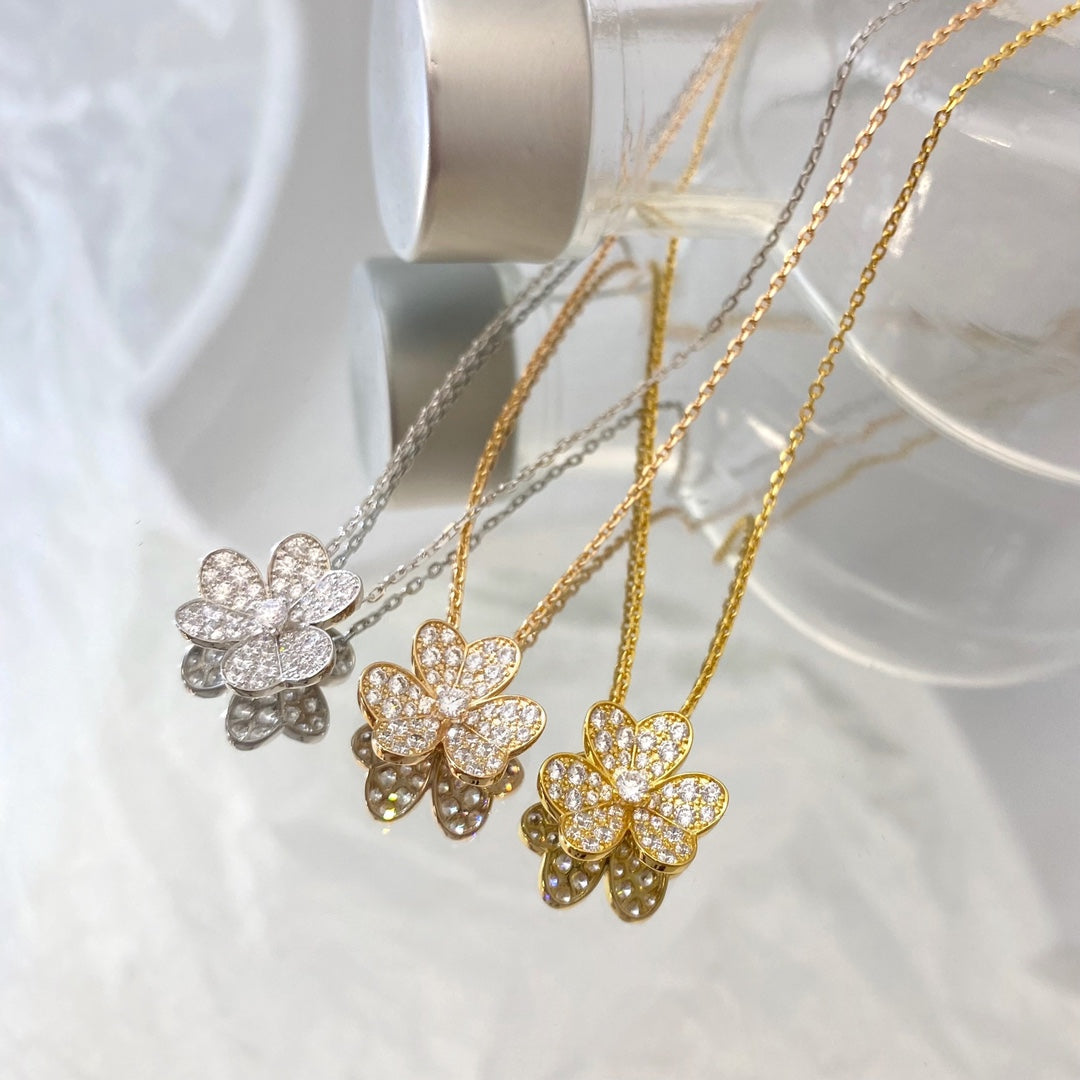 [Riva Jewelry]PAVÉ DIAMANT BLUMENANHÄNGER HALSKETTE