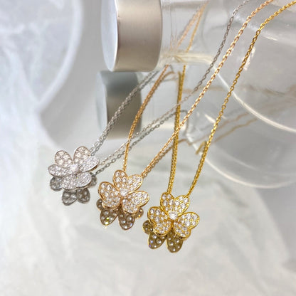 [Riva Jewelry]PAVÉ DIAMANT BLUMENANHÄNGER HALSKETTE
