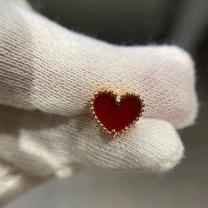 [Riva Jewelry ]HEART CARNELIAN STUD EARRINGS