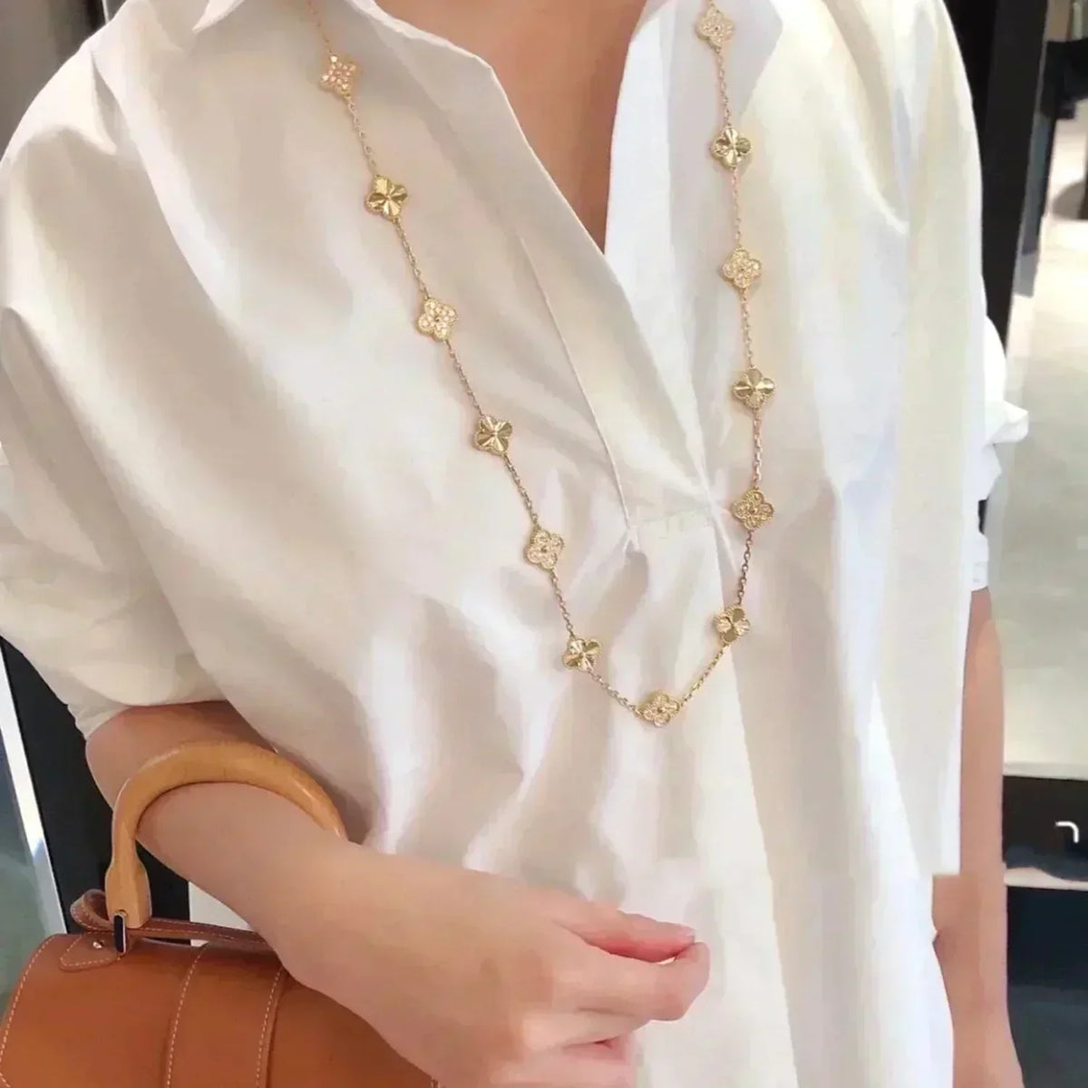 [Riva Jewelry ]CLOVER 20 MOTIFS LASER DIAMOND NECKLACE