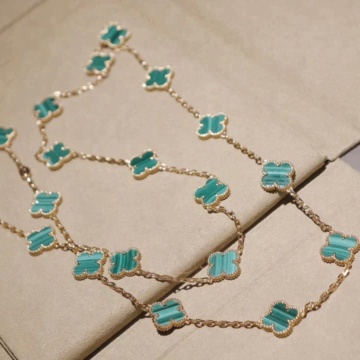 [Riva Jewelry ]CLOVER 20 MOTIFS MALACHITE GOLD