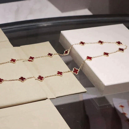 [Riva Jewelry ]CLOVER 20 MOTIFS CARNELIAN NECKLACE