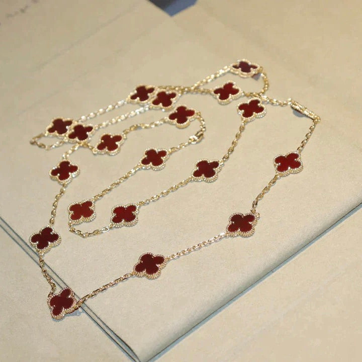 [Riva Jewelry ]CLOVER 20 MOTIFS CARNELIAN NECKLACE
