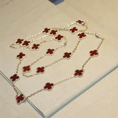 [Riva Jewelry ]CLOVER 20 MOTIFS CARNELIAN NECKLACE