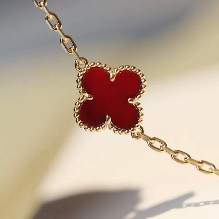 [Riva Jewelry ]CLOVER 20 MOTIFS CARNELIAN NECKLACE