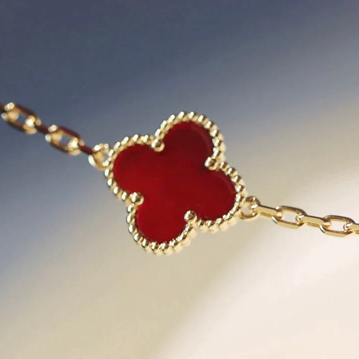 [Riva Jewelry ]CLOVER 20 MOTIFS CARNELIAN NECKLACE