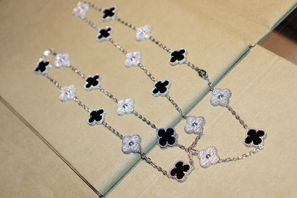 [Riva Jewelry ]CLOVER 20 MOTIFS ONYX DIAMOND SILVER