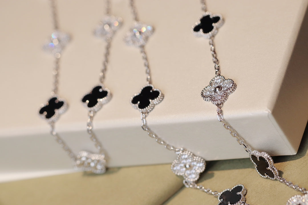 [Riva Jewelry ]CLOVER 20 MOTIFS ONYX DIAMOND SILVER