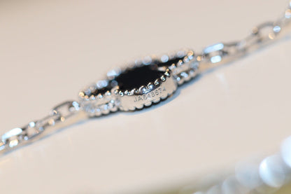 [Riva Jewelry ]CLOVER 20 MOTIFS ONYX DIAMOND SILVER