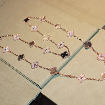 [Riva Jewelry ]CLOVER 20 MOTIFS DARK MOP DIAMOND  NECKLACE